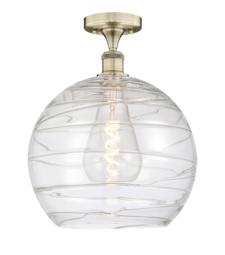 Innovations Lighting Athens Deco Swirl 14" Semi-Flush Mount - Antique Brass Ceiling Semi Flush Mounts Innovations Lighting Clear Deco Swirl ; Glass Type: Clear  