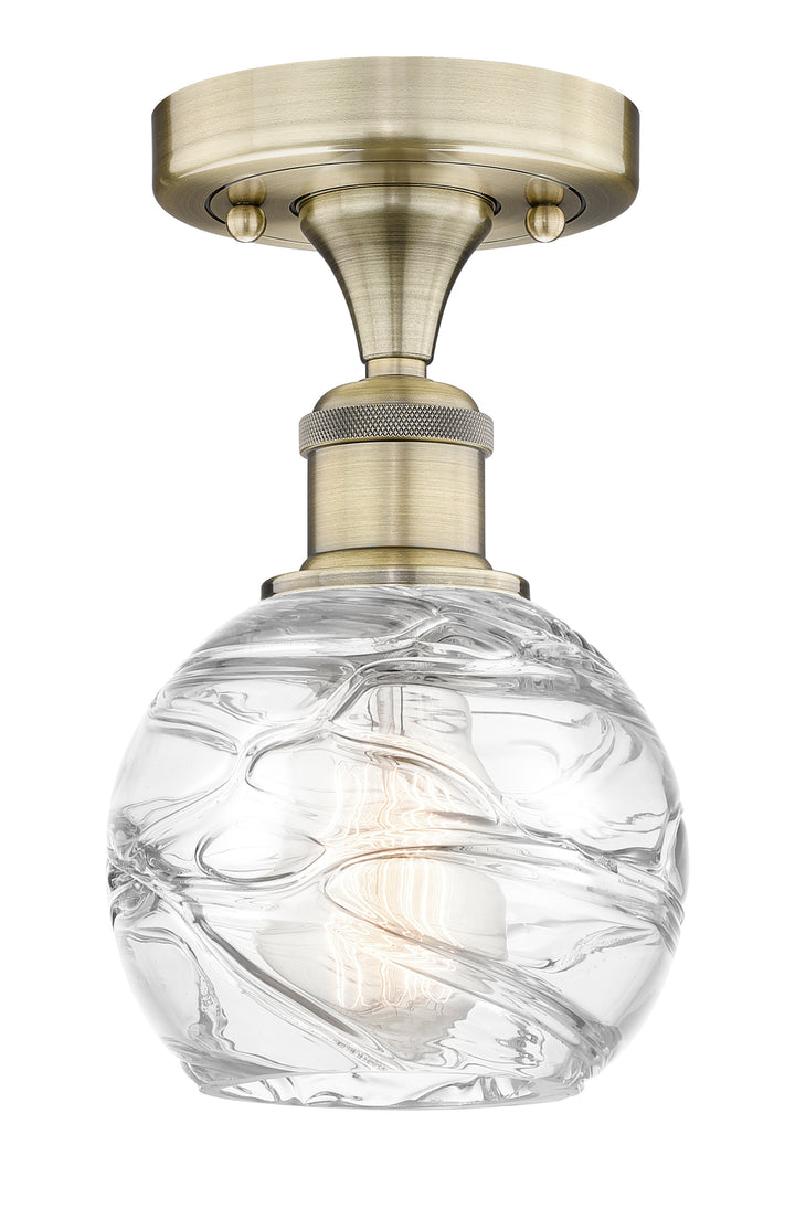 Innovations Lighting Athens Deco Swirl 6" Semi-Flush Mount - Antique Brass Ceiling Semi Flush Mounts Innovations Lighting Clear Deco Swirl ; Glass Type: Clear  