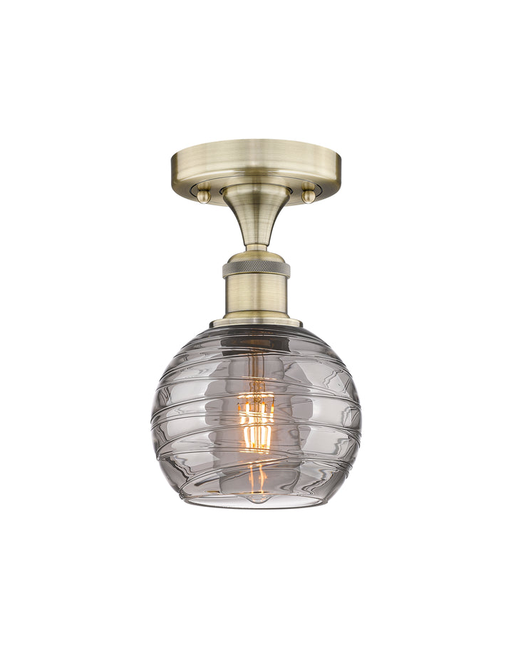 Innovations Lighting Athens Deco Swirl 6" Semi-Flush Mount - Antique Brass Ceiling Semi Flush Mounts Innovations Lighting Light Smoke Deco Swirl ; Glass Type: Smoked  