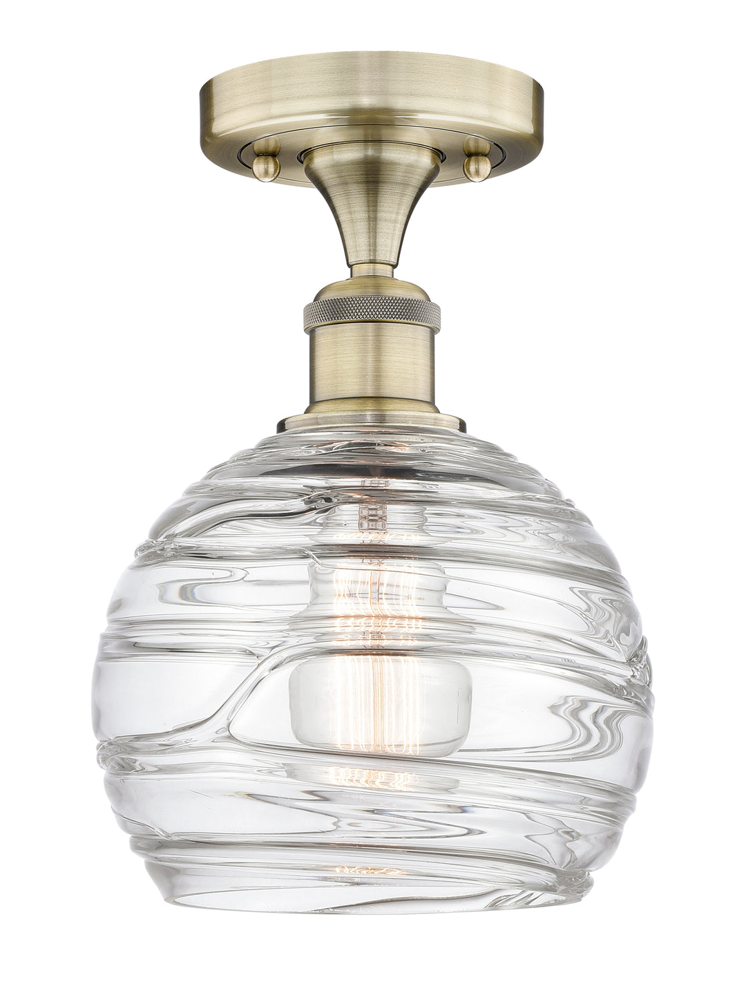 Innovations Lighting Athens Deco Swirl 8" Semi-Flush Mount - Antique Brass Ceiling Semi Flush Mounts Innovations Lighting Clear Deco Swirl ; Glass Type: Cleat  