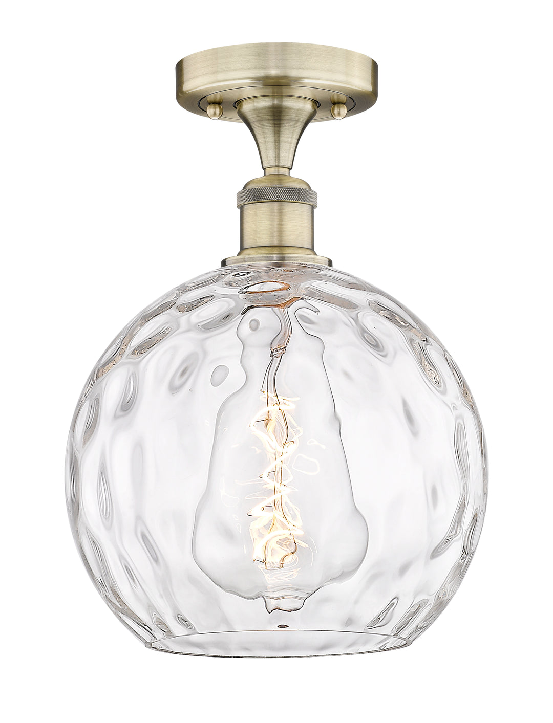 Innovations Lighting Athens Water Glass 10" Semi-Flush Mount - Antique Brass Ceiling Semi Flush Mounts Innovations Lighting Clear Water Glass ; Glass Type: Clear  