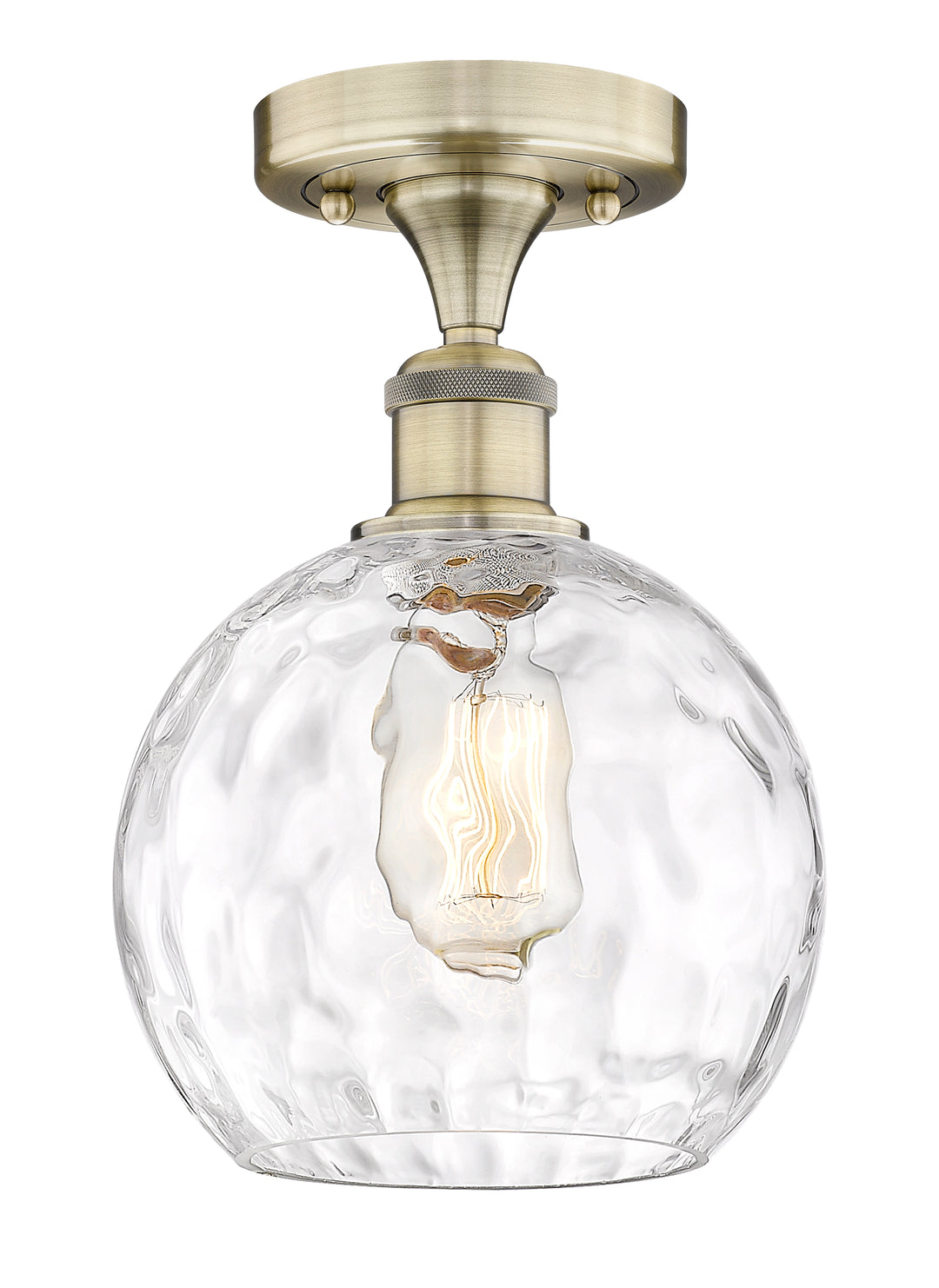 Innovations Lighting Athens Water Glass 8" Semi-Flush Mount - Antique Brass Ceiling Semi Flush Mounts Innovations Lighting Clear Water Glass ; Glass Type: Clear  