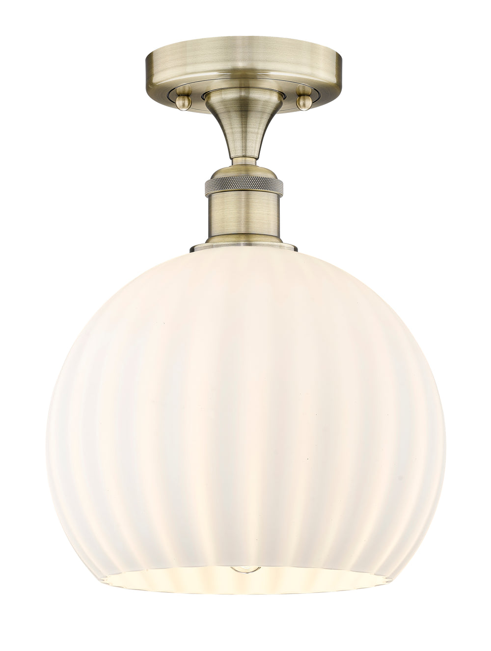 Innovations Lighting White Venetian 10" Semi-Flush Mount - Antique Brass Ceiling Semi Flush Mounts Innovations Lighting White Venetian ; Glass Type: White  