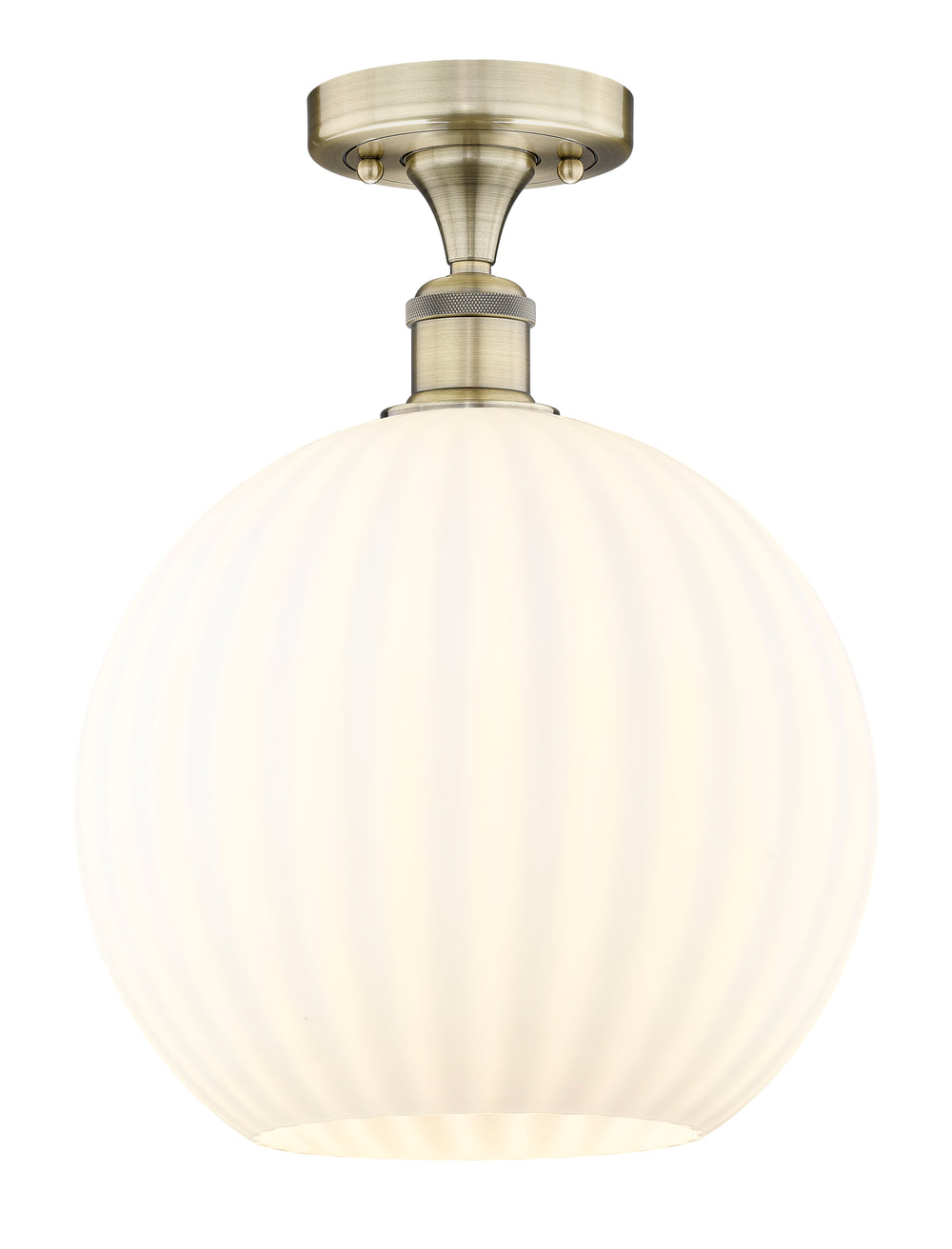 Innovations Lighting White Venetian 12" Semi-Flush Mount - Antique Brass