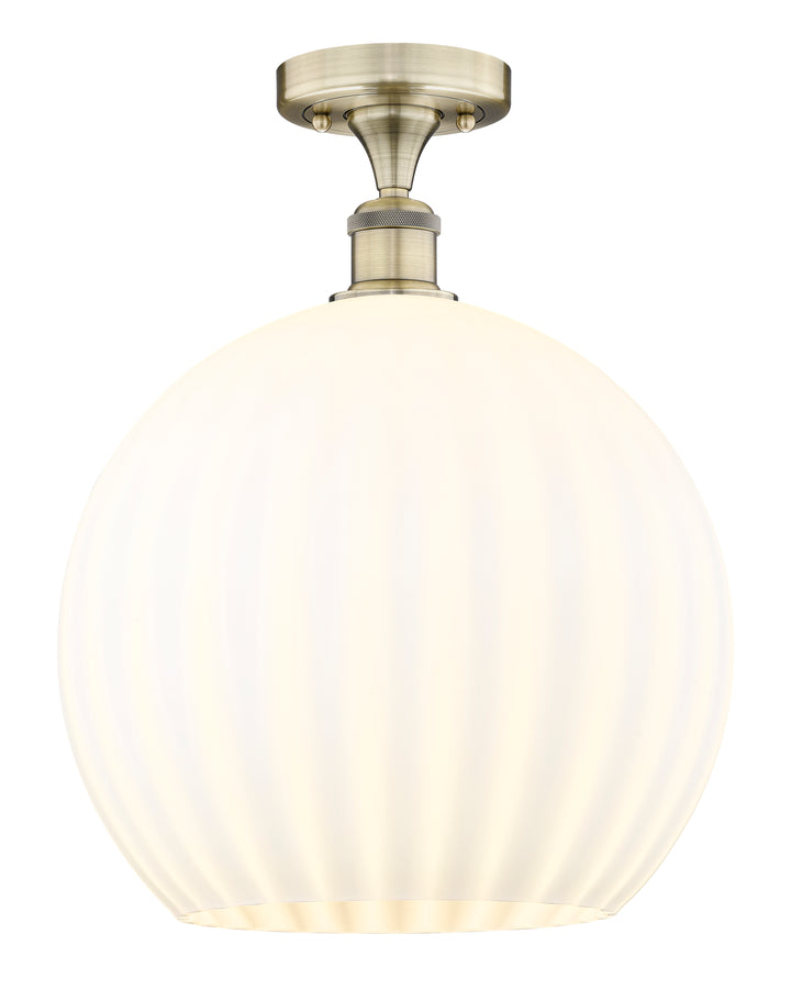 Innovations Lighting White Venetian 14" Semi-Flush Mount - Antique Brass