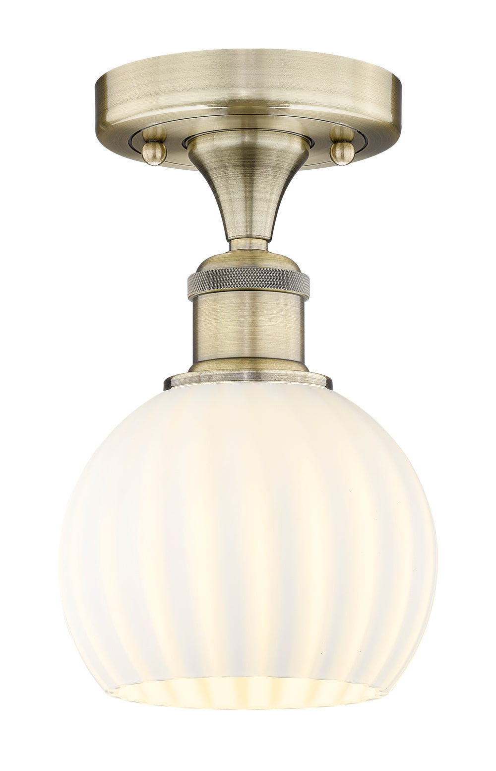 Innovations Lighting White Venetian 6" Semi-Flush Mount - Antique Brass