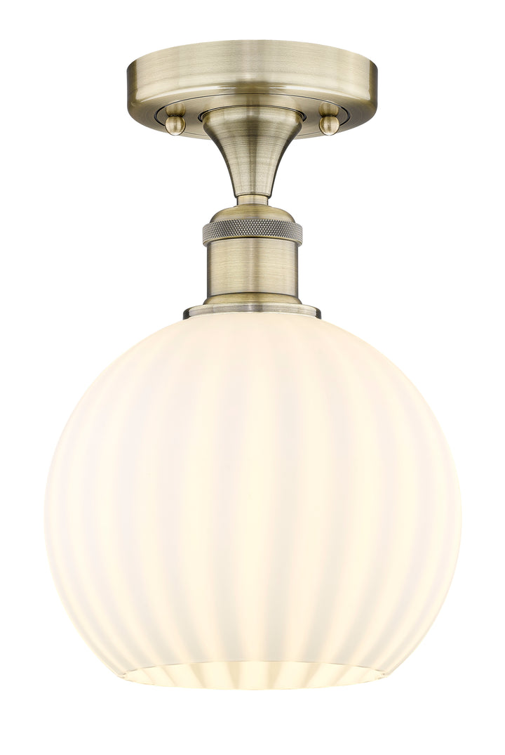 Innovations Lighting White Venetian 8" Semi-Flush Mount - Antique Brass Ceiling Semi Flush Mounts Innovations Lighting White Venetian ; Glass Type: White  