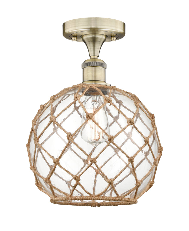 Innovations Lighting Farmhouse Rope 10" Semi-Flush Mount - Antique Brass