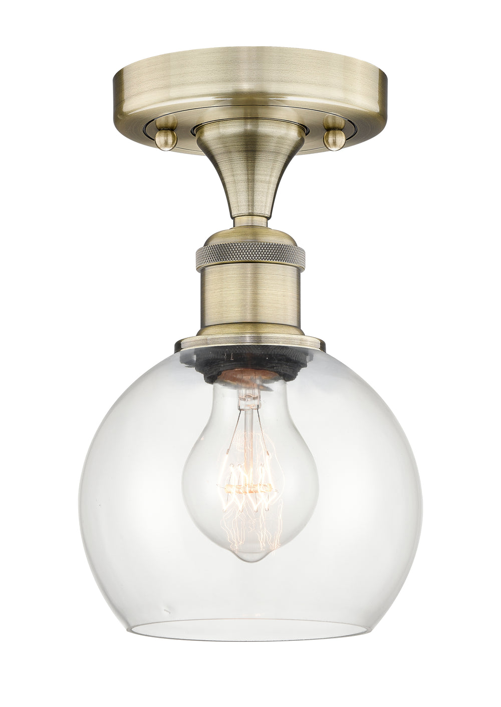 Innovations Lighting Athens 6" Semi-Flush Mount - Antique Brass Ceiling Semi Flush Mounts Innovations Lighting Clear ; Glass Type: Transparent  