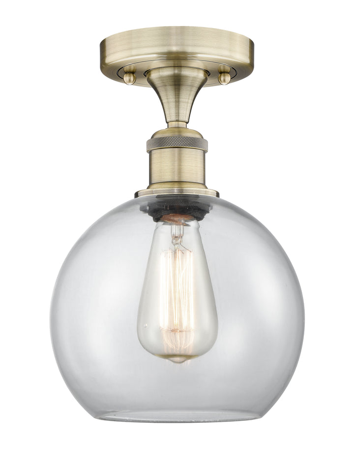 Innovations Lighting Athens 8" Semi-Flush Mount - Antique Brass Ceiling Semi Flush Mounts Innovations Lighting Clear ; Glass Type: Clear  