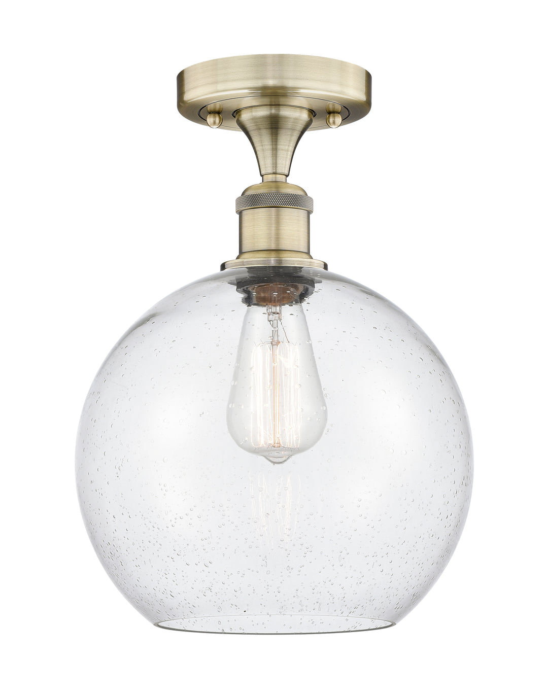 Innovations Lighting Athens 10" Semi-Flush Mount - Antique Brass Ceiling Semi Flush Mounts Innovations Lighting Seedy ; Glass Type: Seeded  