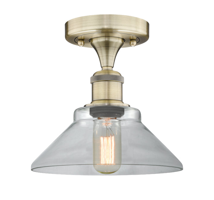 Innovations Lighting Orwell 9" Flush Mount - Antique Brass Ceiling Flush Mounts Innovations Lighting Clear ; Glass Type: Clear  