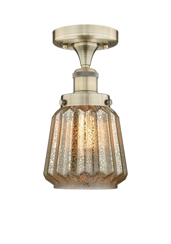 Innovations Lighting Chatham 6" Semi-Flush Mount - Antique Brass Ceiling Semi Flush Mounts Innovations Lighting Mercury ; Glass Type: Mercury; Ribbed  