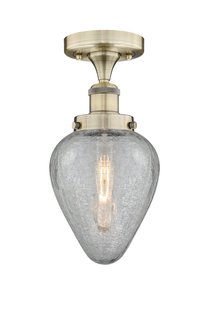 Innovations Lighting Geneseo 6" Semi-Flush Mount - Antique Brass Ceiling Semi Flush Mounts Innovations Lighting Clear Crackled ; Glass Type: Crackled  