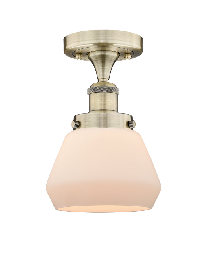 Innovations Lighting Fulton 7" Semi-Flush Mount - Antique Brass Ceiling Semi Flush Mounts Innovations Lighting Matte White ; Glass Type: Frosted  