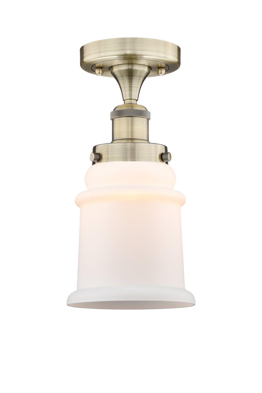 Innovations Lighting Canton 6" Semi-Flush Mount - Antique Brass Ceiling Semi Flush Mounts Innovations Lighting Matte White ; Glass Type: Frosted  