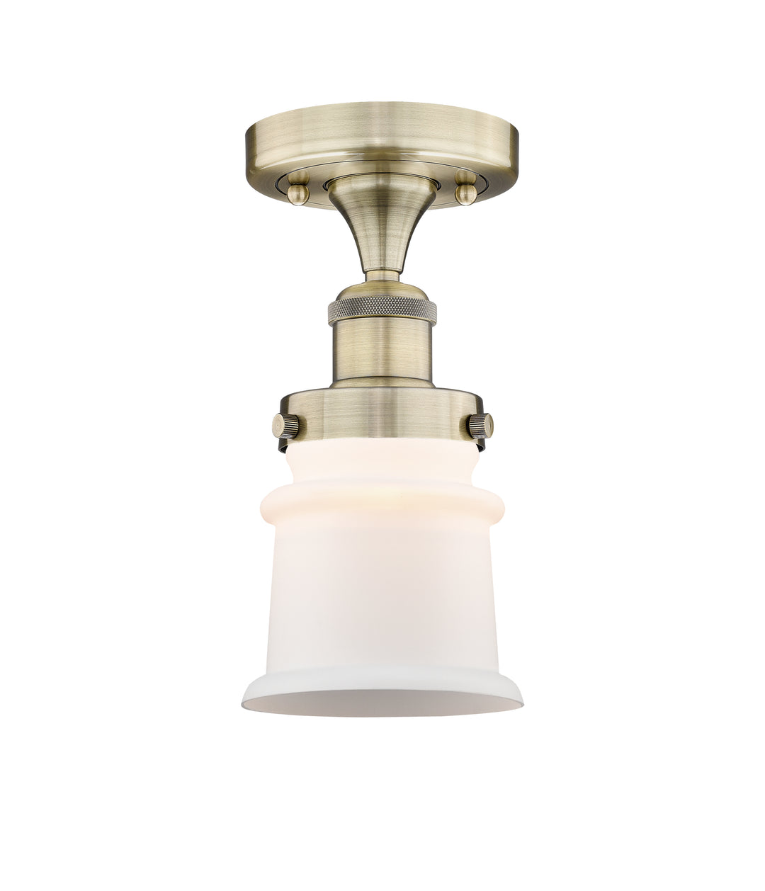 Innovations Lighting Canton 5" Semi-Flush Mount - Antique Brass Ceiling Semi Flush Mounts Innovations Lighting Matte White ; Glass Type: Frosted  