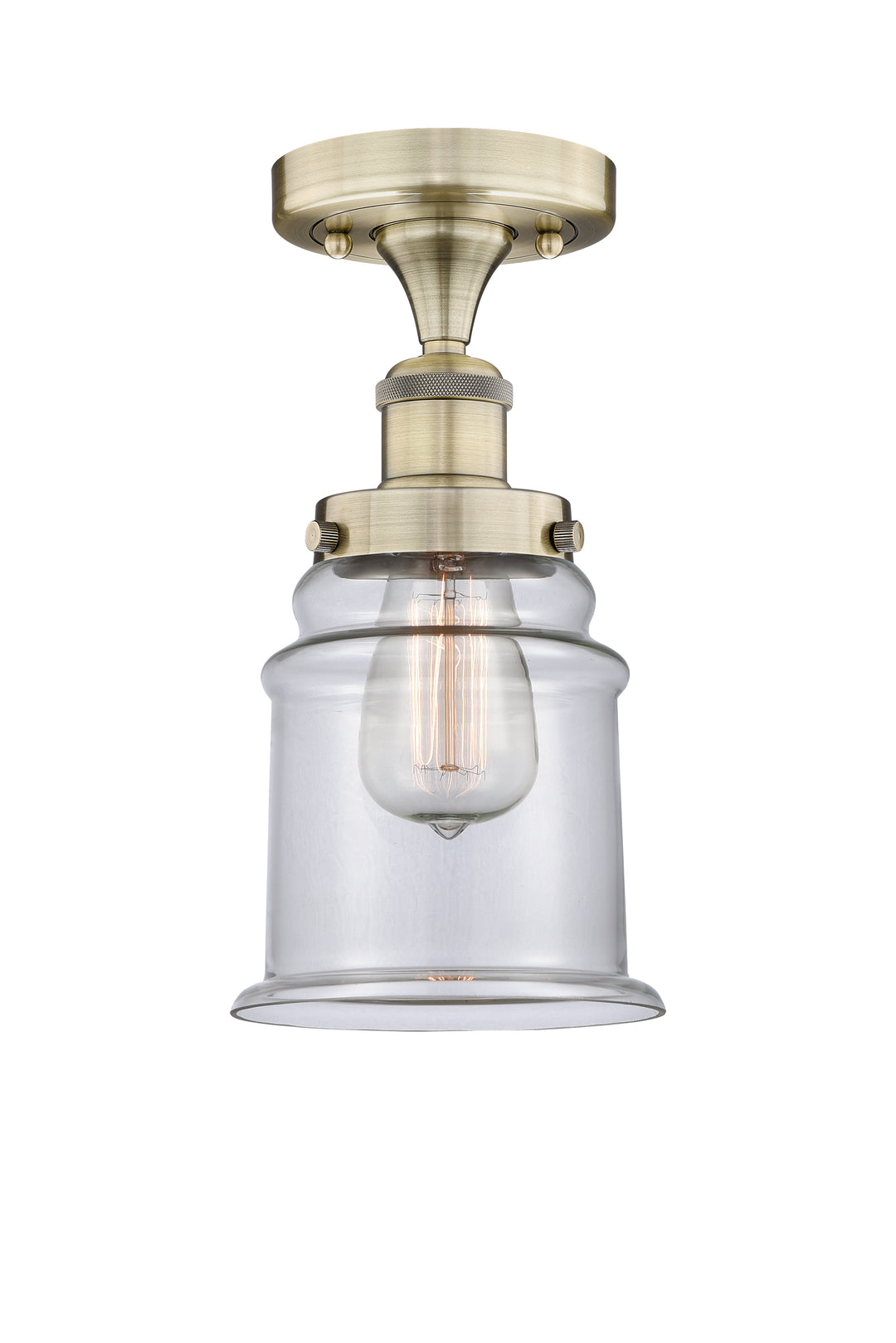 Innovations Lighting Canton 6" Semi-Flush Mount - Antique Brass Ceiling Semi Flush Mounts Innovations Lighting Clear ; Glass Type: Transparent  