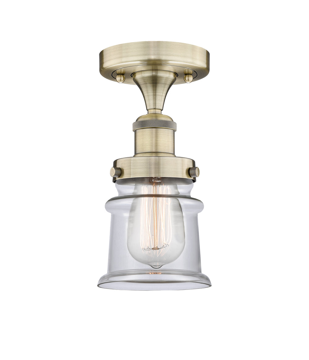 Innovations Lighting Canton 5" Semi-Flush Mount - Antique Brass Ceiling Semi Flush Mounts Innovations Lighting Clear ; Glass Type: Transparent  