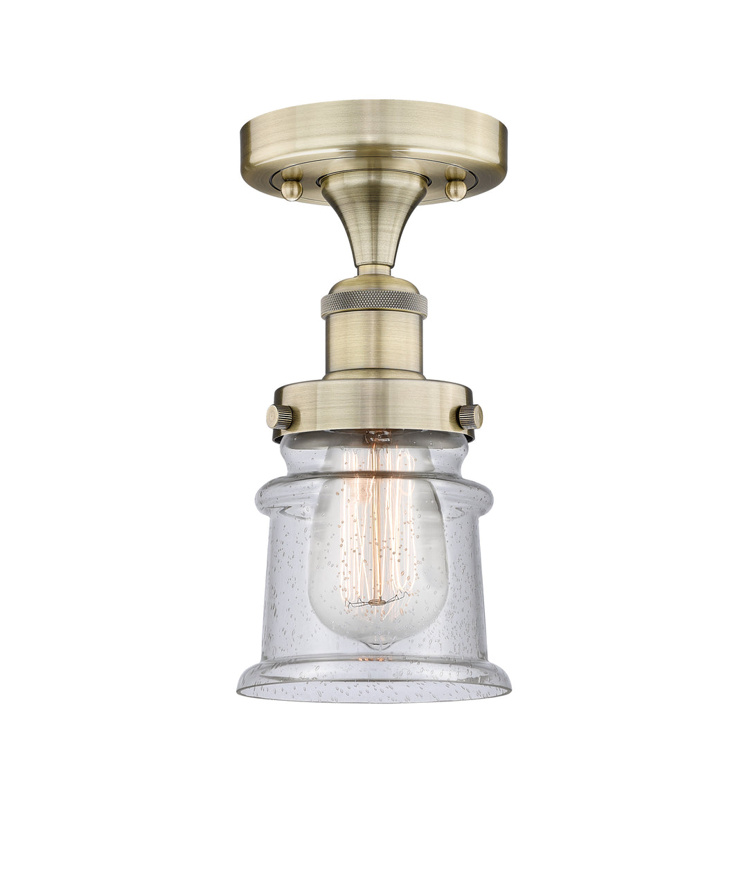 Innovations Lighting Canton 5" Semi-Flush Mount - Antique Brass Ceiling Semi Flush Mounts Innovations Lighting Seedy ; Glass Type: Seeded  