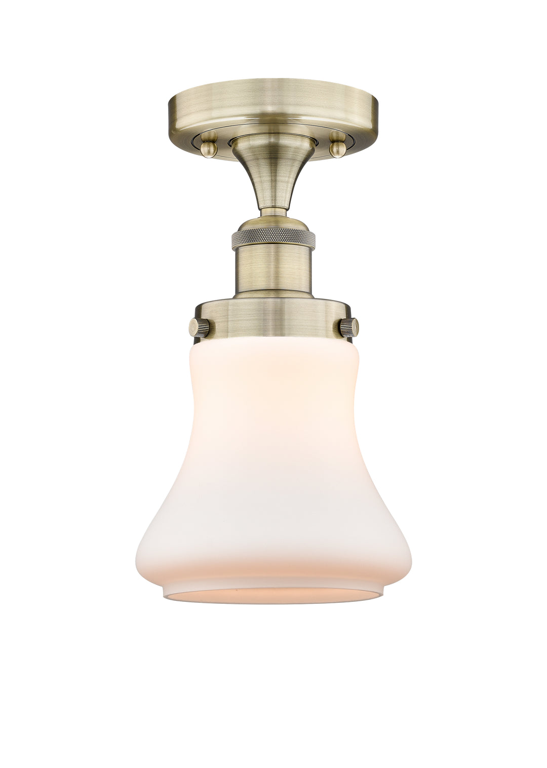 Innovations Lighting Bellmont 6" Semi-Flush Mount - Antique Brass Ceiling Semi Flush Mounts Innovations Lighting Matte White ; Glass Type: Frosted  