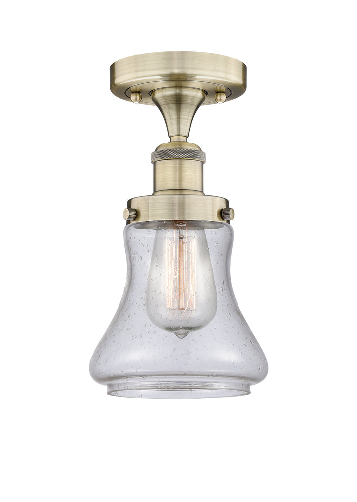 Innovations Lighting Bellmont 6" Semi-Flush Mount - Antique Brass Ceiling Semi Flush Mounts Innovations Lighting Seedy ; Glass Type: Seedy; Ribbed  