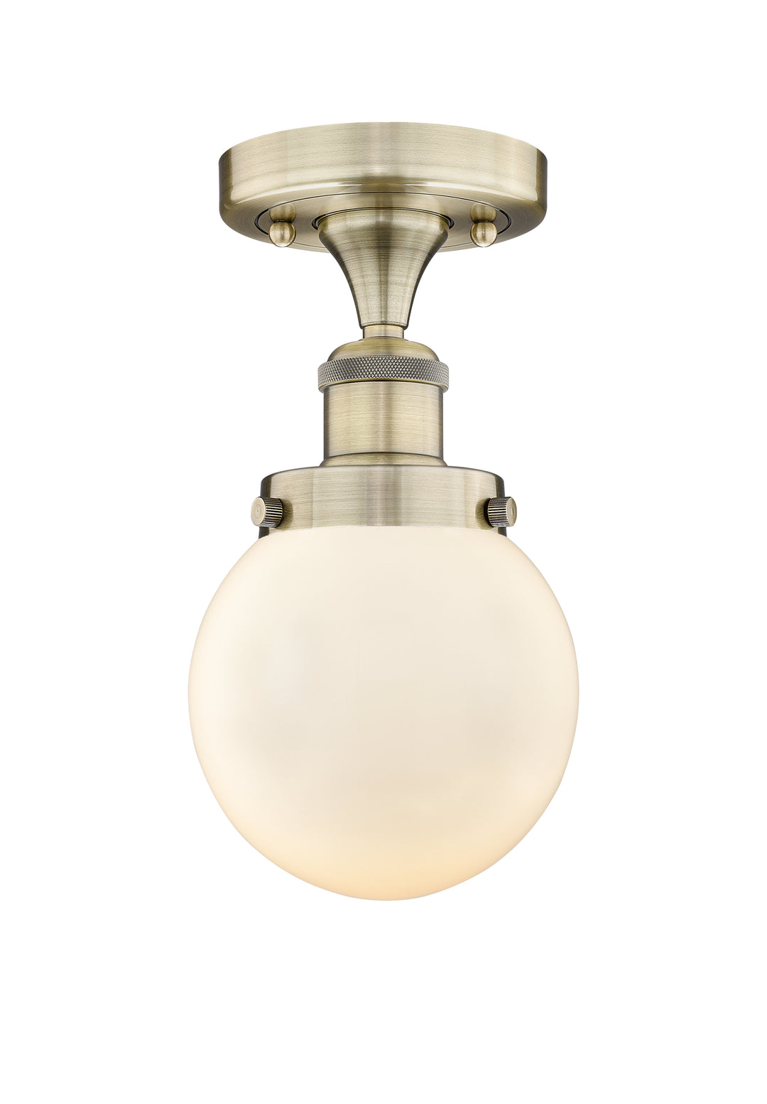 Innovations Lighting Beacon 6" Semi-Flush Mount - Antique Brass Ceiling Semi Flush Mounts Innovations Lighting Matte White ; Glass Type: Frosted  