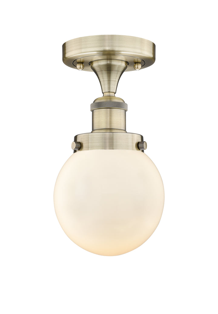 Innovations Lighting Beacon 6" Semi-Flush Mount - Antique Brass Ceiling Semi Flush Mounts Innovations Lighting Matte White ; Glass Type: Frosted  