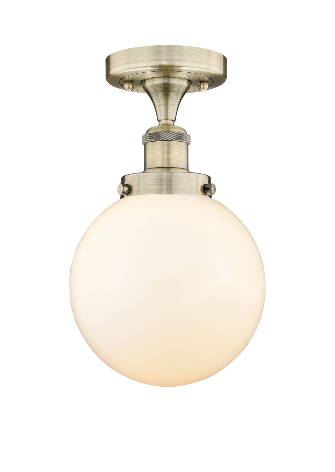 Innovations Lighting Beacon 8" Semi-Flush Mount - Antique Brass Ceiling Semi Flush Mounts Innovations Lighting Matte White ; Glass Type: Frosted  