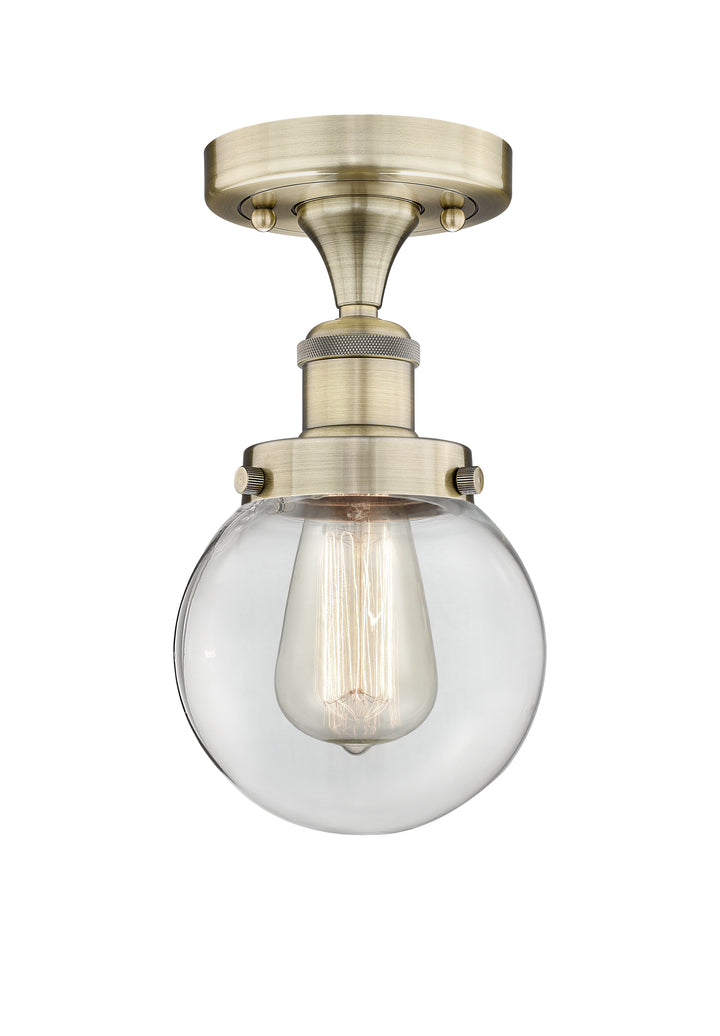 Innovations Lighting Beacon 6" Semi-Flush Mount - Antique Brass Ceiling Semi Flush Mounts Innovations Lighting Clear ; Glass Type: Transparent  