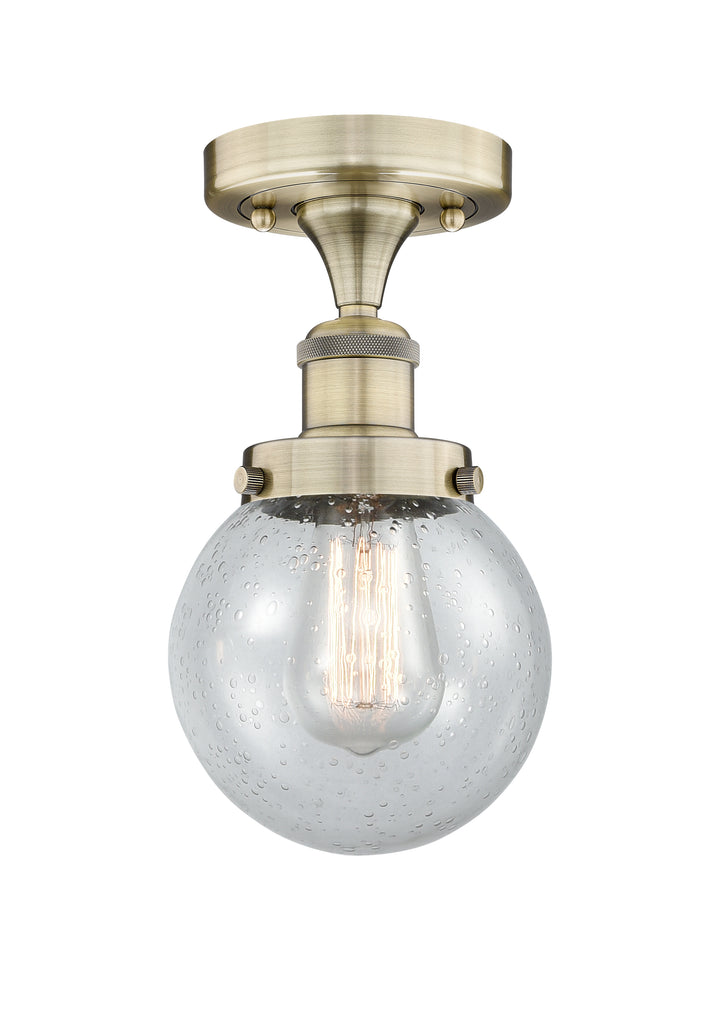 Innovations Lighting Beacon 6" Semi-Flush Mount - Antique Brass Ceiling Semi Flush Mounts Innovations Lighting Seedy ; Glass Type: Seedy  