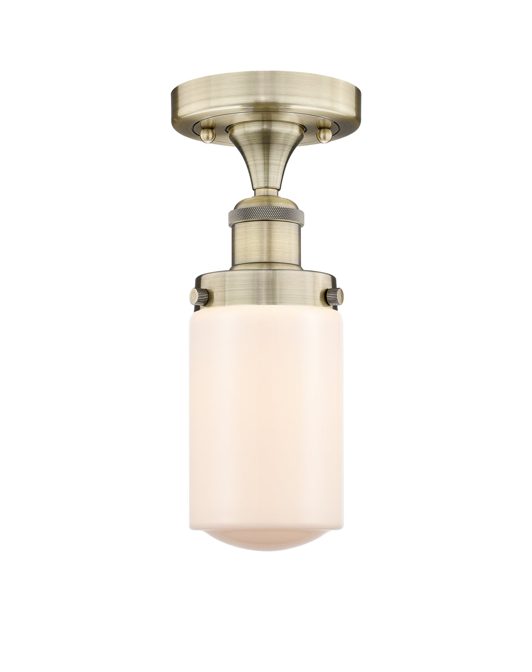 Innovations Lighting Dover 4.5" Semi-Flush Mount - Antique Brass Ceiling Semi Flush Mounts Innovations Lighting Matte White ; Glass Type: Frosted  