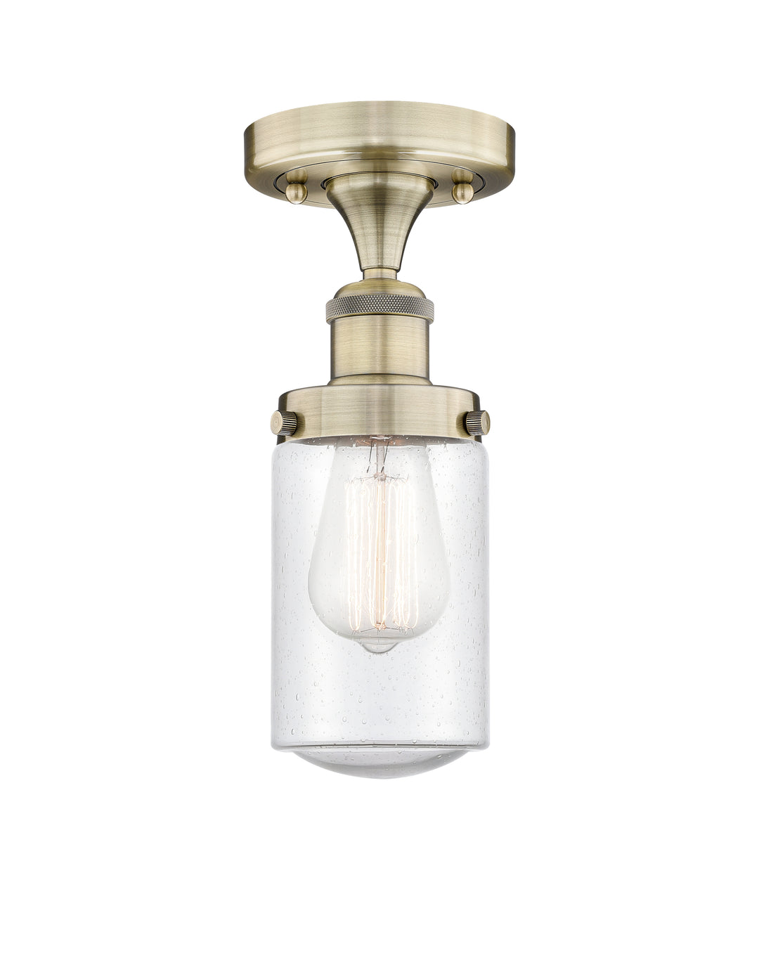 Innovations Lighting Dover 4.5" Semi-Flush Mount - Antique Brass Ceiling Semi Flush Mounts Innovations Lighting Seedy ; Glass Type: Seedy; Ribbed  