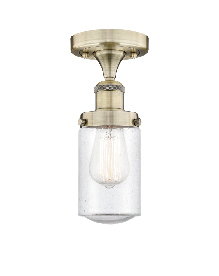 Innovations Lighting Dover 4.5" Semi-Flush Mount - Antique Brass Ceiling Semi Flush Mounts Innovations Lighting Seedy ; Glass Type: Seedy; Ribbed  