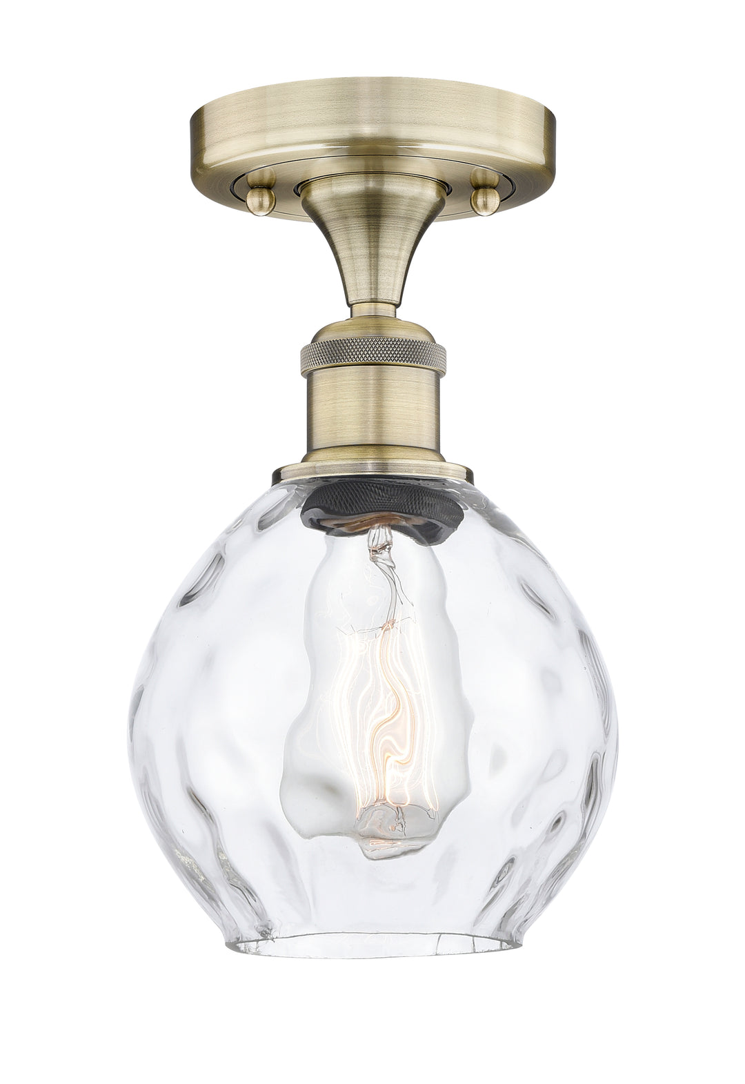 Innovations Lighting Waverly 6" Semi-Flush Mount - Antique Brass Ceiling Semi Flush Mounts Innovations Lighting Clear ; Glass Type: Water  