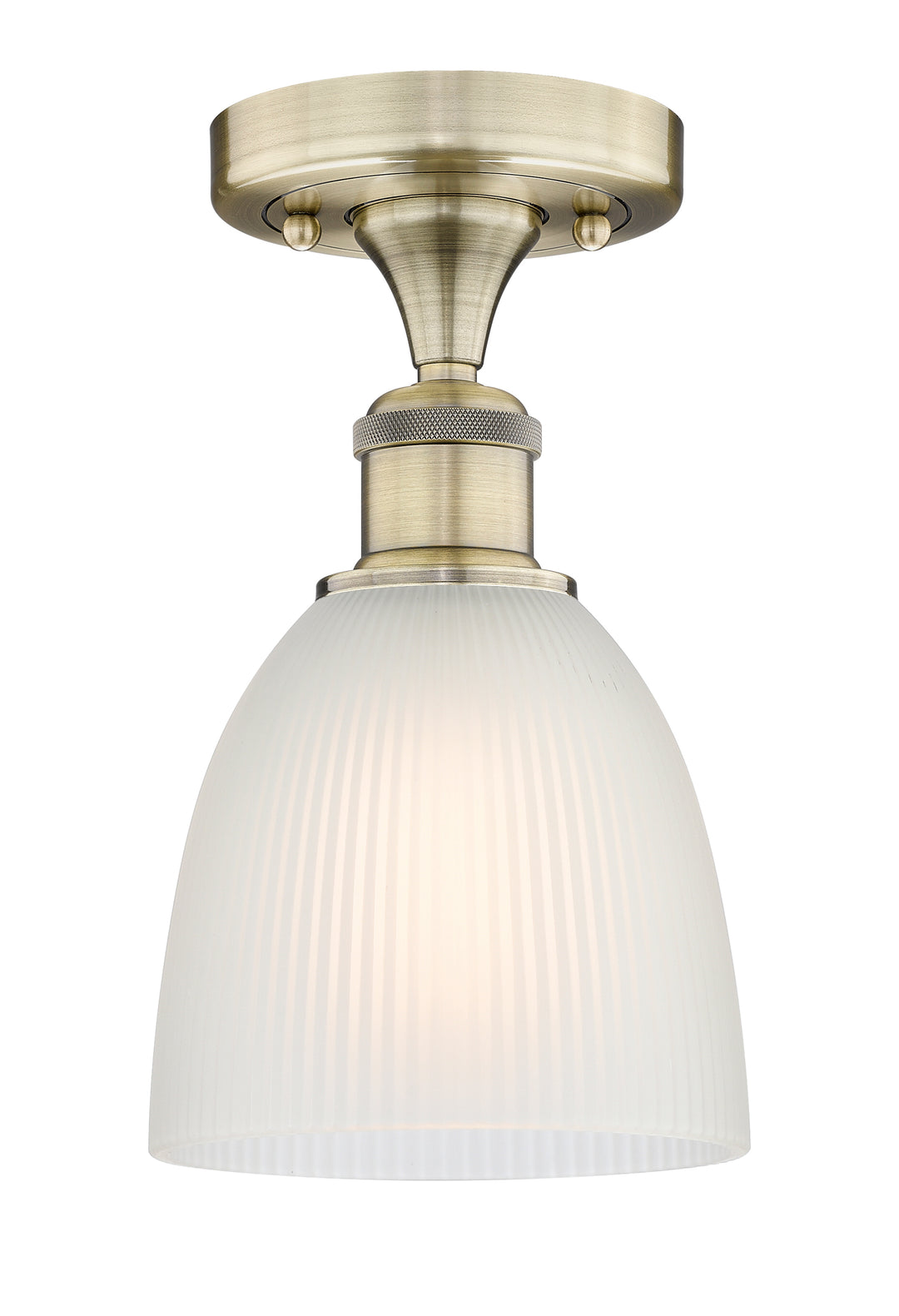 Innovations Lighting Castile 6" Flush Mount - Antique Brass Ceiling Flush Mounts Innovations Lighting White ; Glass Type: White  