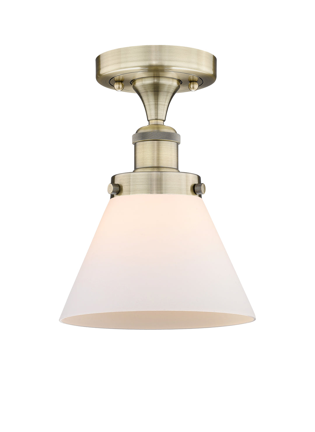 Innovations Lighting Cone 8" Semi-Flush Mount - Antique Brass Ceiling Semi Flush Mounts Innovations Lighting Matte White ; Glass Type: Frosted  