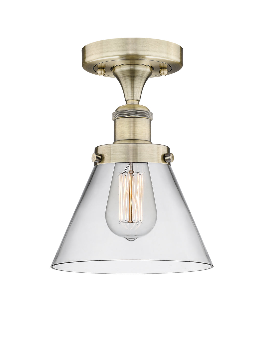 Innovations Lighting Cone 8" Semi-Flush Mount - Antique Brass Ceiling Semi Flush Mounts Innovations Lighting Clear ; Glass Type: Transparent  