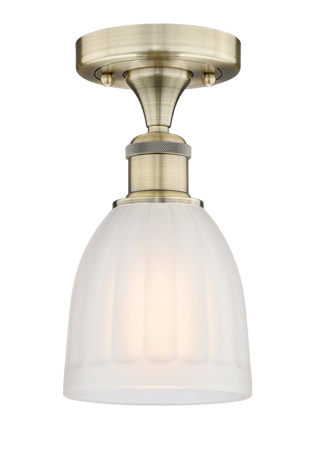 Innovations Lighting Brookfield 6" Semi-Flush Mount - Antique Brass Ceiling Semi Flush Mounts Innovations Lighting White ; Glass Type: Frosted; Ribbed  