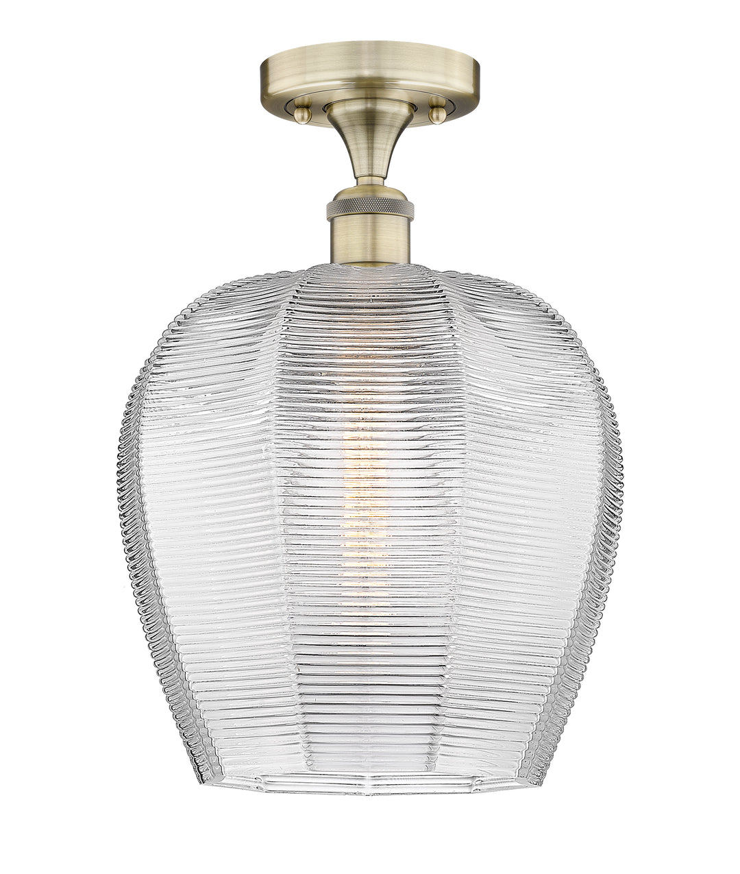 Innovations Lighting Norfolk 12" Semi-Flush Mount - Antique Brass Ceiling Semi Flush Mounts Innovations Lighting Clear ; Glass Type: Transparent  