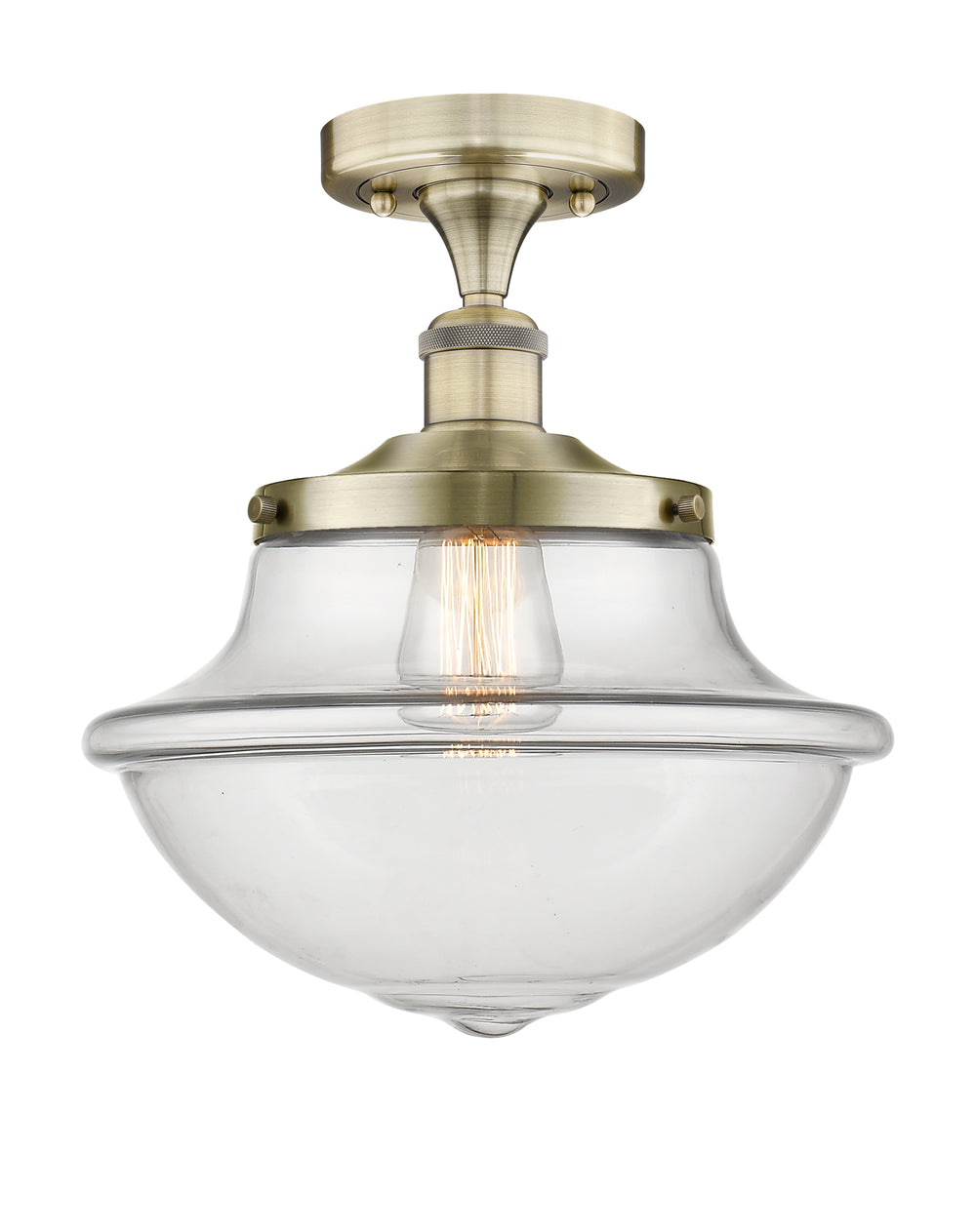 Innovations Lighting Oxford 12" Semi-Flush Mount - Antique Brass Ceiling Semi Flush Mounts Innovations Lighting Clear ; Glass Type: Transparent  