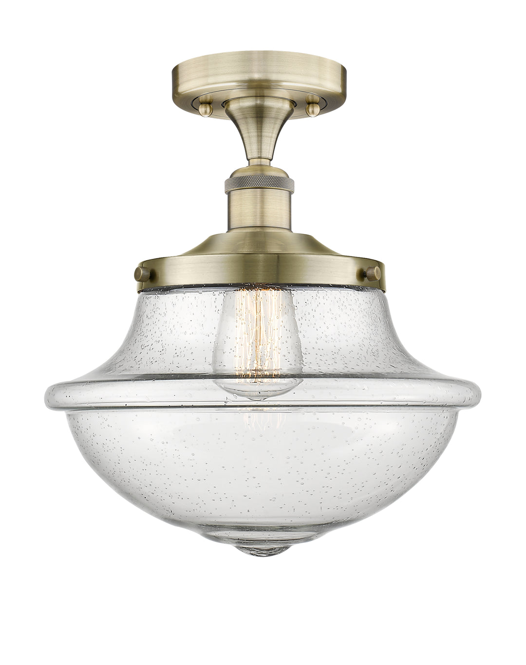 Innovations Lighting Oxford 12" Semi-Flush Mount - Antique Brass Ceiling Semi Flush Mounts Innovations Lighting Seedy ; Glass Type: Seeded  