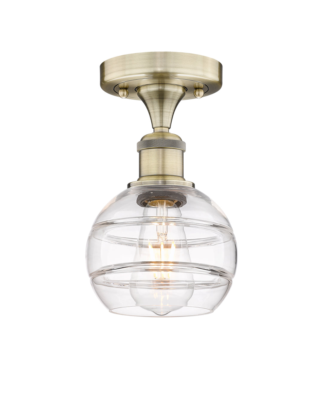 Innovations Lighting Rochester 6" Semi-Flush Mount - Antique Brass Ceiling Semi Flush Mounts Innovations Lighting Clear ; Glass Type: Clear  