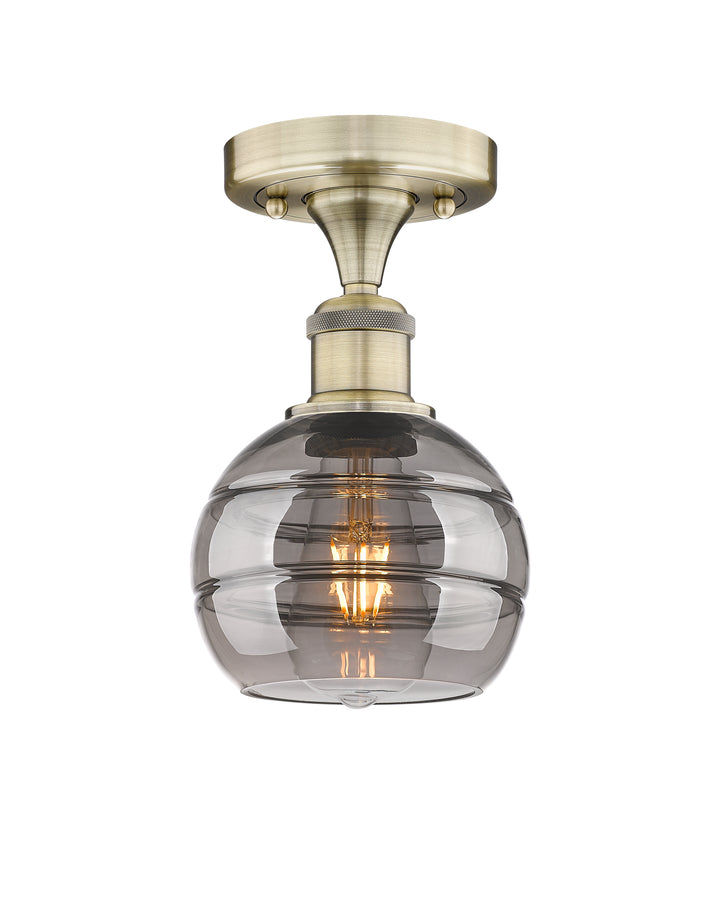 Innovations Lighting Rochester 6" Semi-Flush Mount - Antique Brass Ceiling Semi Flush Mounts Innovations Lighting Light Smoke ; Glass Type: Smoked  