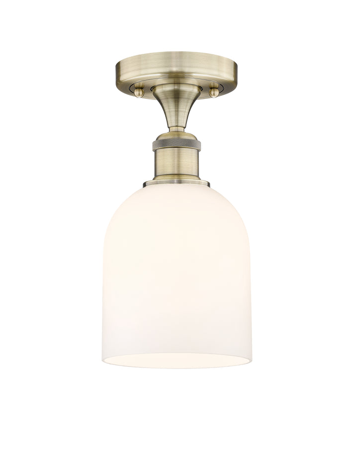 Innovations Lighting Bella 6" Semi-Flush Mount - Antique Brass Ceiling Semi Flush Mounts Innovations Lighting White ; Glass Type: White  