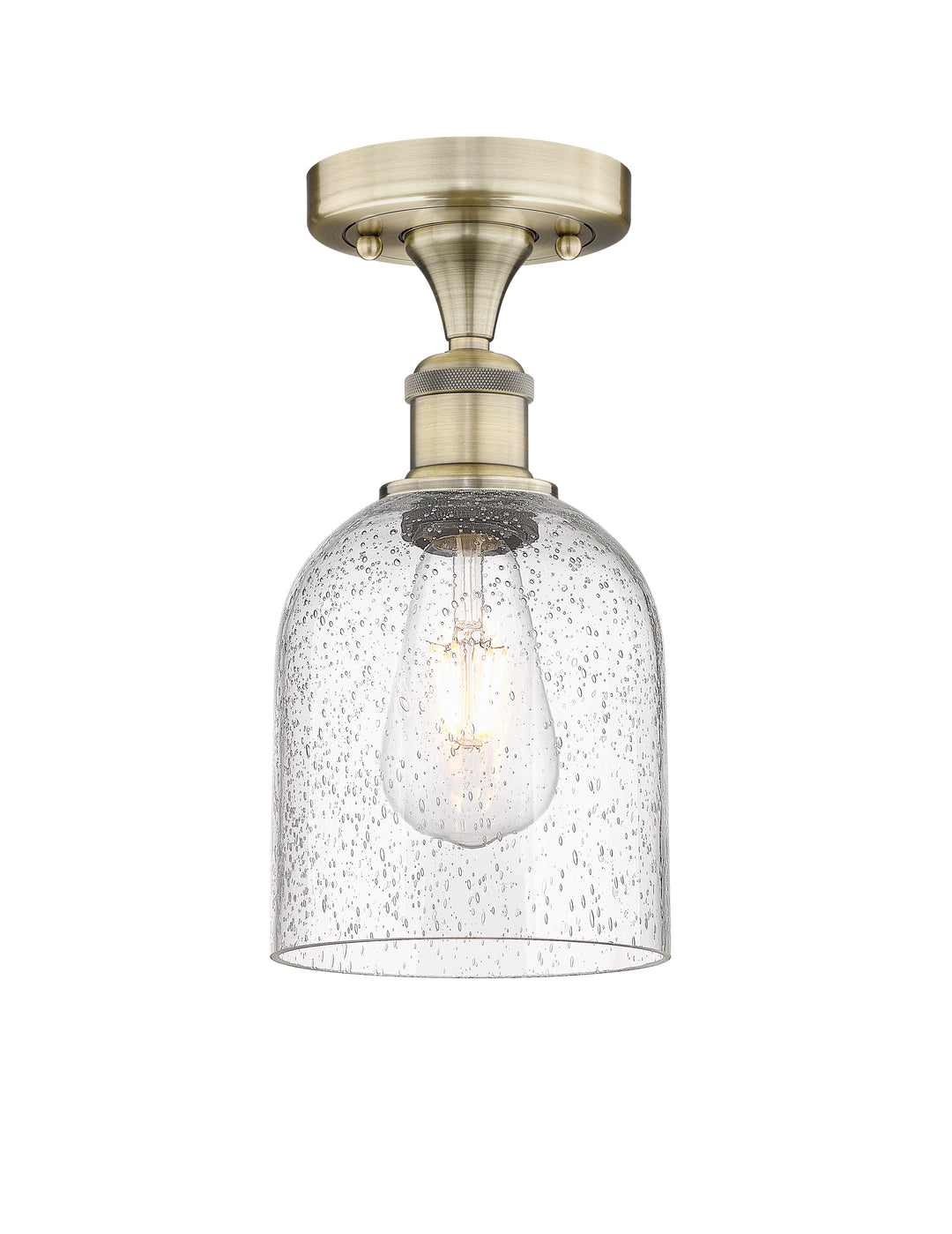 Innovations Lighting Bella 6" Semi-Flush Mount - Antique Brass Ceiling Semi Flush Mounts Innovations Lighting Seedy ; Glass Type: Transparent  