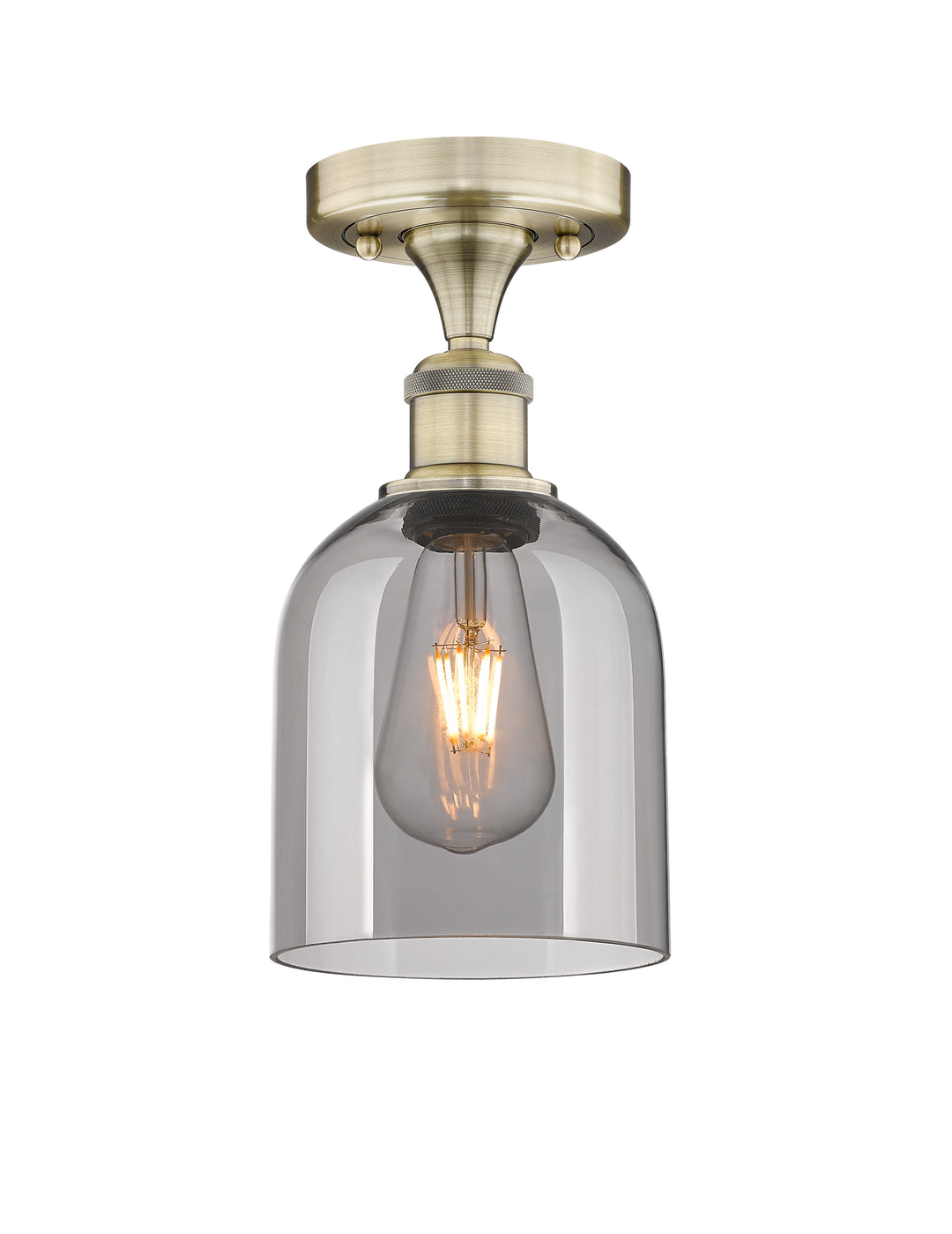 Innovations Lighting Bella 6" Semi-Flush Mount - Antique Brass Ceiling Semi Flush Mounts Innovations Lighting Light Smoke ; Glass Type: Smoked  