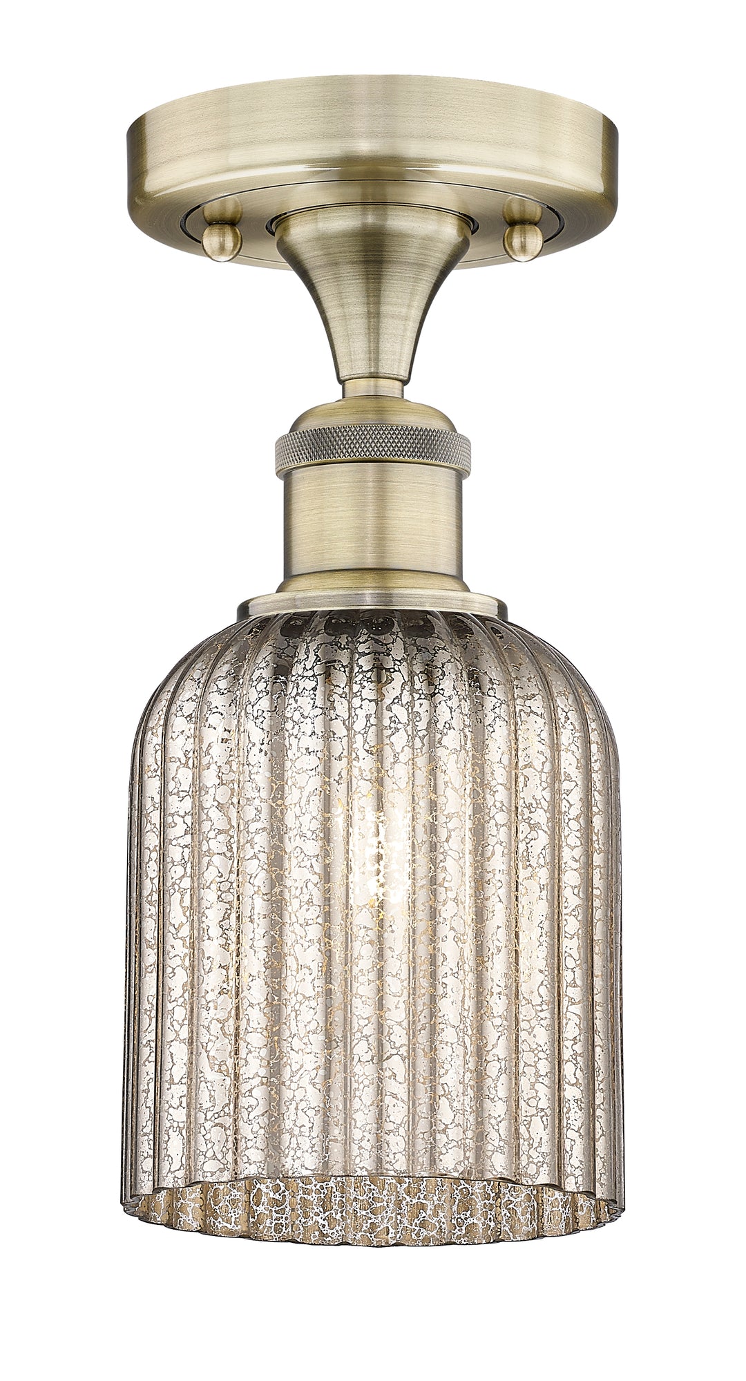 Innovations Lighting Bridal Veil 5" Semi-Flush Mount - Antique Brass Ceiling Semi Flush Mounts Innovations Lighting Mercury ; Glass Type: Mercury; Ribbed  