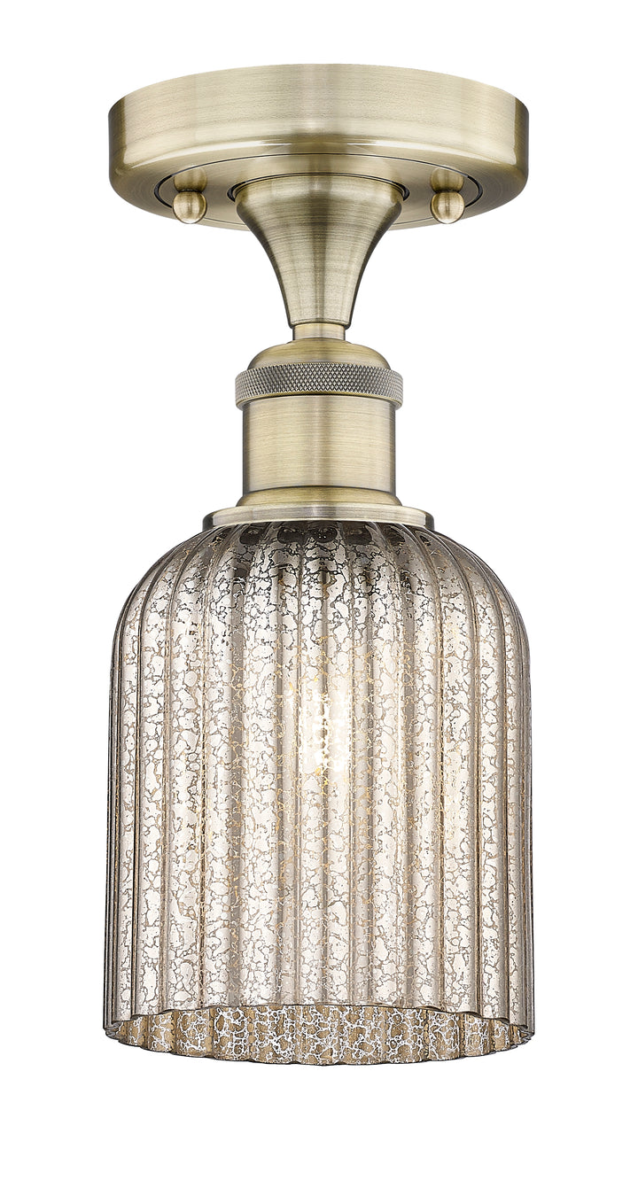 Innovations Lighting Bridal Veil 5" Semi-Flush Mount - Antique Brass Ceiling Semi Flush Mounts Innovations Lighting Mercury ; Glass Type: Mercury; Ribbed  