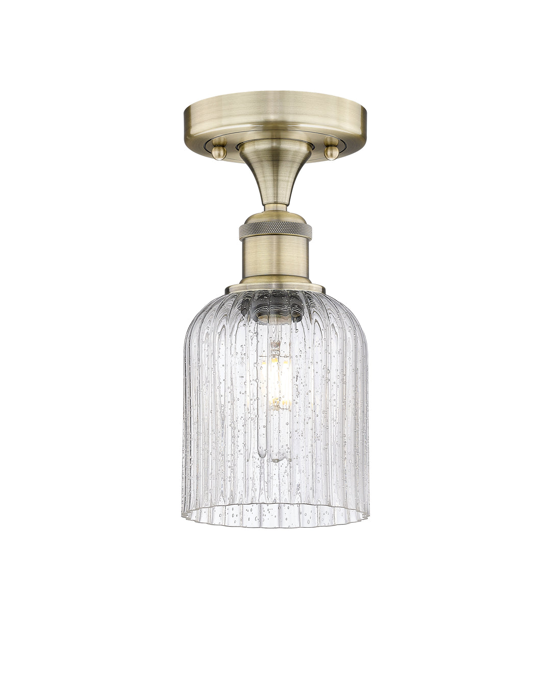 Innovations Lighting Bridal Veil 5" Semi-Flush Mount - Antique Brass Ceiling Semi Flush Mounts Innovations Lighting Seedy ; Glass Type: Seedy; Ribbed  